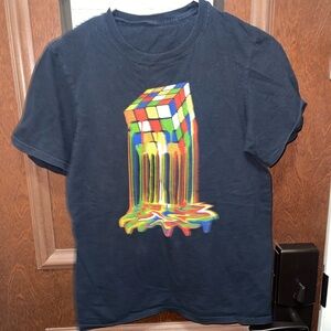Colorful Dripping Cube Graphic T-Shirt